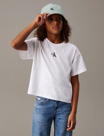 Calvin Klein Ck Logo Boxy T-Shirt - White - 152
