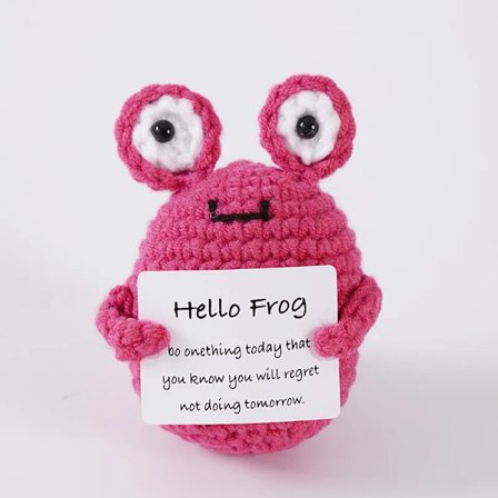 Handgjord Stickad Positiv Energi Bi-kram Fickdocka Med Bekräftelsekort Personlig Virkad Bidocka Hemrum Dekoration