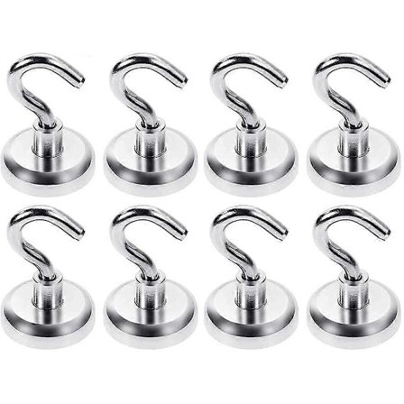 Magneettikoukku, voimakas neodyymimagneetti 18 kg vetovoimalla, keittiötarvikkeille, 25 mm, 8 kpl