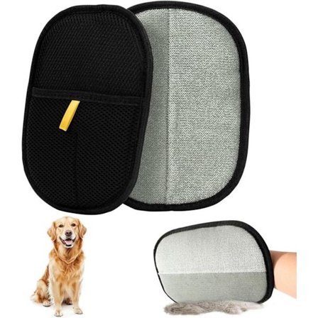 Dubbelsidig borste för djurhår - utredning och trimning - återanvändbar borste för att ta bort djurhår för tvätt - bit handskar för katthårvård