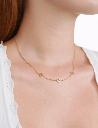 Timi of Sweden Jenna - Clover Necklace Stainless Steel - Gold - ONE SIZE 40 cm