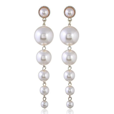 Lange øredobber med perler og frynser, legering, ørepynt for ball