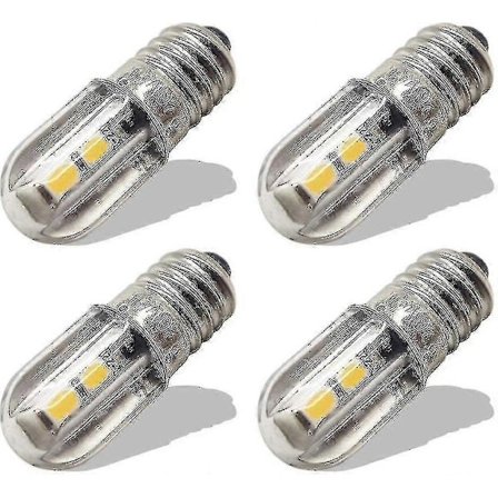 E10 LED Pære 220v 230v AC Energibesparende LED Indikatorlys 8mm Skruefatning 3030 4smd LED Chipsets Opgraderet Pære, Varmt Hvidt (4 Pak) HHS