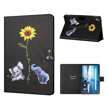 Lenovo Tab M10 HD Gen 2 coolt mönstrat flipfodral i läder - Elefanter Och Solros