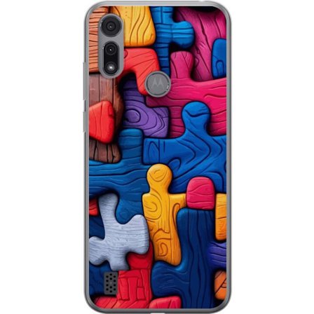 Kompatibelt Mobildeksel til Motorola Motorola Moto E6i Lekefull illustrasjon med Stitch blant rosa epler i en myk pastell design som kombinerer søthe