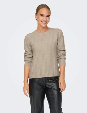 ONLY Onljeanett Life L/S Rib O-Neck Cc Knt - Cream - L