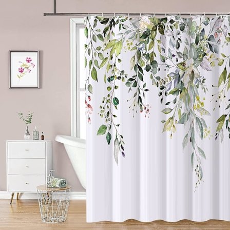 Blommig duschdraperi med 12 krokar, 72 tum x 72 tum badrum vattentät polyestertyg duschdraperi, viktad fåll badkar hotelldraperi, Mach