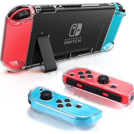 Dokningsbart transparent deksel for Nintendo Switch, FANPL beskyttende deksel for Nintendo Switch og Joy Con-kontrollere - Krystall