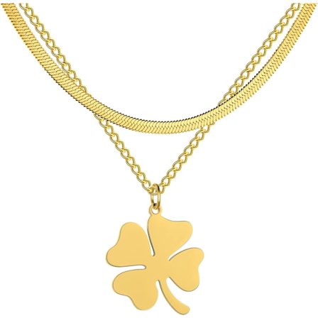 Halsband med Hänge i Form av Fyrklöver St. Patrick's Day Halsband, ZQKLA