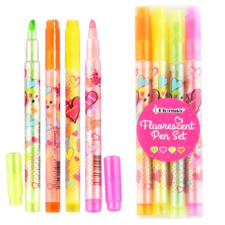 Neonpennor med Hjärtan