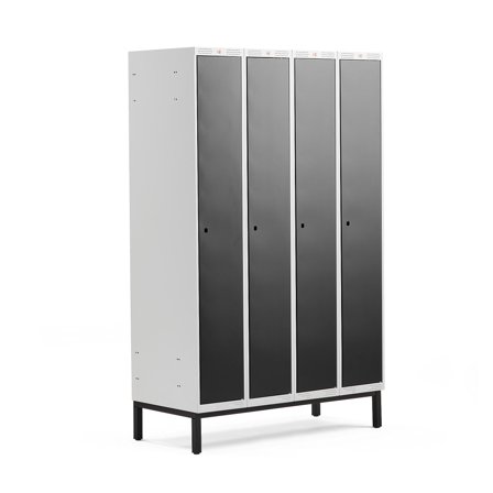 Kleiderspind CLASSIC mit Beingestell, 4 Module, 1940 x 1200 x 550 mm, schwarz