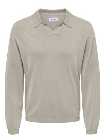 ONLY & SONS Onsadrian Reg 12 Ls Contrast Polo Knit - Cream - L