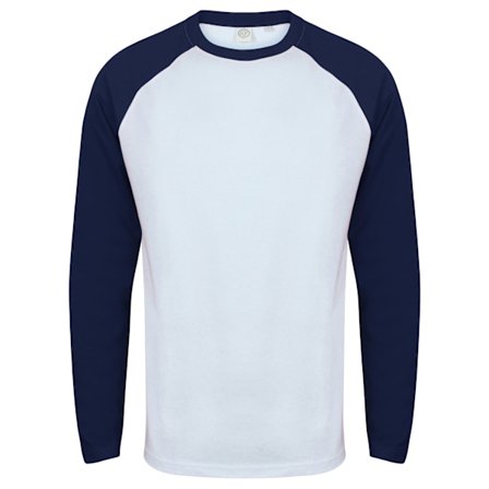 Skinnifit Herr Raglan Långärmad Baseball T-Shirt XL Vit / O