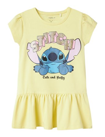 name it Nmffoda Stitch Ss Dress Wdi - Yellow - 98