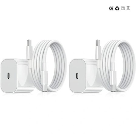 iPhone Samsung Snabbladdare USB-C Strömadapter 20W + 2m Kabel 2-Pack Samsung (20w Vit)