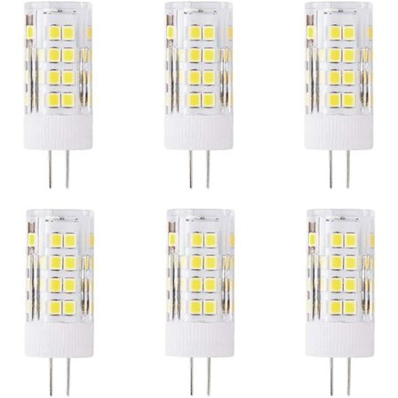 6X G4 LED Pære 5W Kold Hvid 6000K LED Pære 51 SMD 2835 LEDs 500LM LED Lys Svarer til 50W Halogen AC/DC12V [Energiklasse B]