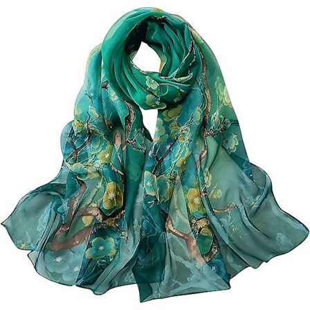 BLURBE Chiffon Sjal til Kvinder - Letvægts Blomstrede Chiffon Tørklæder Sjaler og Wraps til Kvinder Forår Efterår