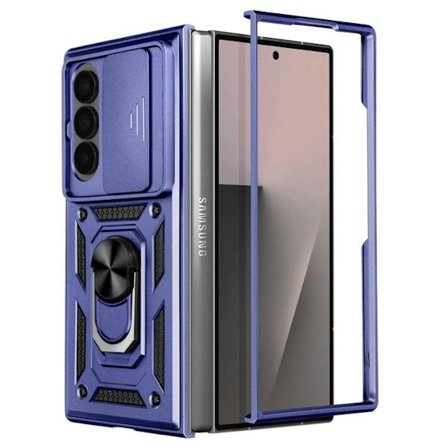 Coque til Samsung Galaxy Z Fold 7 med Ring Støtte og Kamera Dæksel Blå nat