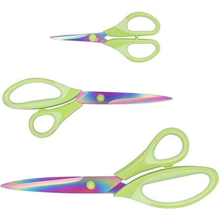 Kontorsaks, sy-saks, venstrehendt saks, titansaks, profesjonell super skarp, mykt og komfortabelt håndtak, flerbruks, grønn