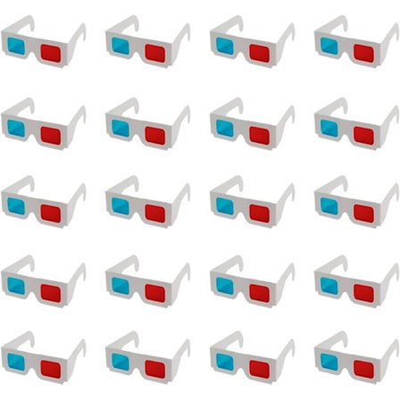 20 par røde og blå pap 3D-briller til filmdekoration