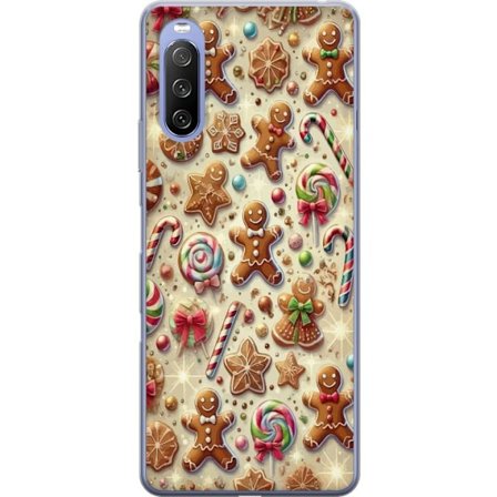 Kompatibelt Mobilskal till Sony Sony Xperia 10 III Julmotiv med pepparkakor, polkagrisar och färgglada julgodisar