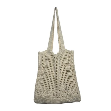 Heklet bohemsk skulderveske tote håndveske shopping reiseveske for kvinner, 1 stk-beige