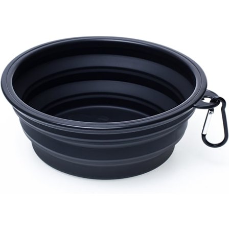 Stor hopfällbar hundskål, reseskål för hundar i storlekarna liten till stor (svart)