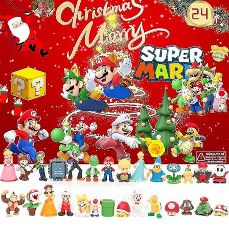 Julekalender med Super Mario Bro Figur 24 Dagers Nedtelling for Barn 2024 Julegaver [DB]