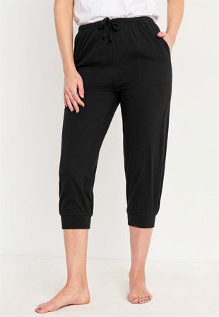 Cellbes of Sweden - Capribukser i jersey med ribkant i sort til damer i størrelse 58/60