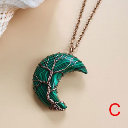 Tree of Life Crescent halsband för kvinnor flicka med Crystal Moon hänge smycken gåva