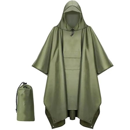 Poncho - Regnfrakk - 210*140cm - Multifunksjonell vannavstøtende regnponcho