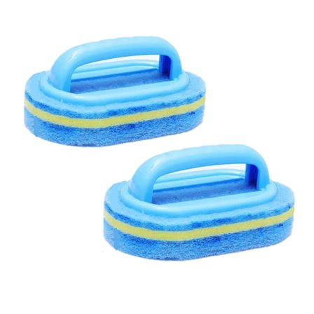 Køkken Rengøring Badeværelse Toilet Glasvæg Rengøring Badebørste Plastik Håndtag Svampe(blå)