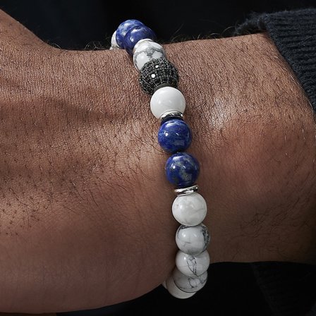 Bracelet bleu et blanc royal pour hommes - Bracelets de perles