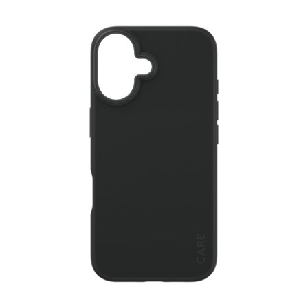 PanzerGlass CARE iPhone 16 Fashion deksel (sort) Slank design, glatt grep, laget av resirkulert materiale