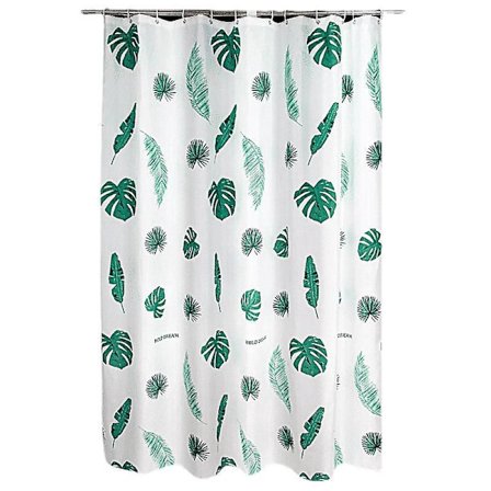 Suihkuverho, 220x200 cm polyesterikangasta, kylpyammeverho kylpyhuoneeseen, lehtikuvio