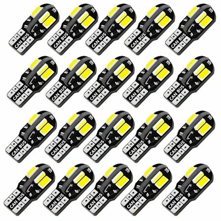 20 st W5W T10 LED-lampa Canbus 5730 8SMD 12V 6000K 194 168 LED-bil Interiör Kartlampa Kupollampa Parkeringslampa Bilsignallampa