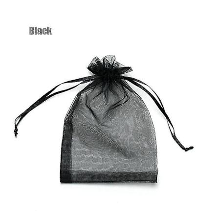 100 st 22 Färger 7x9 9x12cm 10x15 13x18cm Bröllop Julgåva Ritade Organzabägare Smycken Förpackning Display & Påsar 13[HK] Black 10x15cm 100pcs