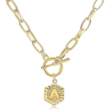 Htooo 14k Paperclip-ketjun kaulakoru naisille Paksu kirjain kaulakoru Alkuperäinen kaulakoru A B C J S T M L K Ripus Cadena De Oro Para Muje