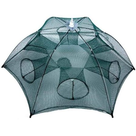 Havfiskenet Nasse Krebs Fangst 6 Huller Nylon Rejer Net Bur Krebs Automatisk Fælde Sammenklappelig Krabbe Nasse Støbt Tråd