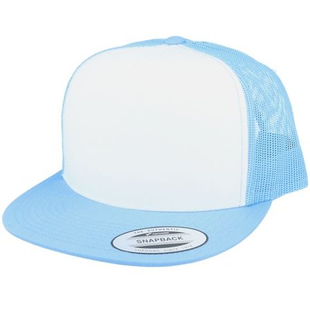 Yupoong - Blå trucker Keps - Classic White Front/C. Blue Trucker @ Hatstore