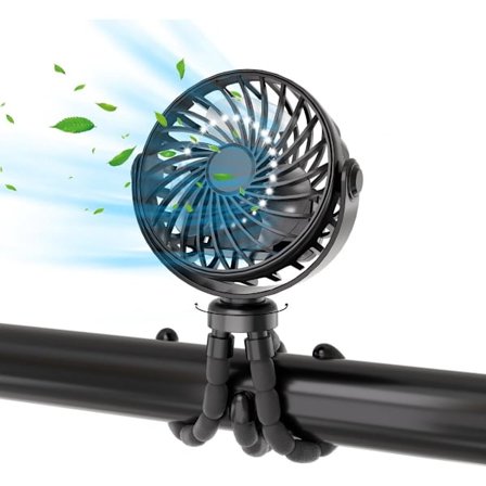 Bærbar USB Mini Ventilator med 3 Hastigheder 360° Rotation Aftagelig Støjsvag Sort