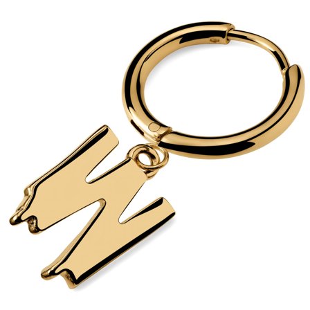 Fahrenheit | Złocisty topiący się kolczyk z literą W dla mężczyzn - Kolczyki kółeczka z zawieszką