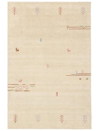 Wool Rug Gabbeh Landscape Light Beige Small Oeko-Tex