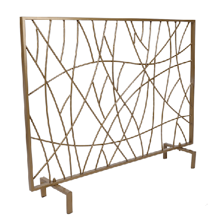 Gull Enkelt Panel Jern Peis Skjerm Moderne Stil Ild Skjerm Peis Beskytter for Stue Dekor