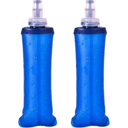 2 stk. myke flasker 250 ml, TPU sammenleggbare vannflasker for løping, utendørs sportshydreringsflaske, myk sammenleggbar vannflaske