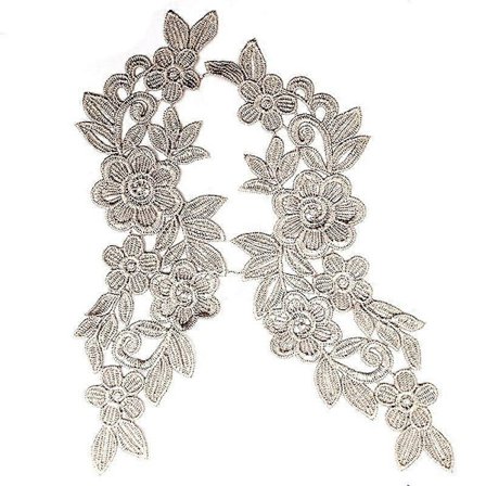 1 par kjoledekoration udhulet sy motiv DIY patches blomst broderet blondeapplikation trim