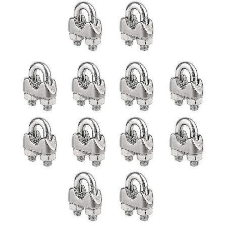 12 Pcs M8 Stainless Steel Wire Rope Clip,wire Rope Clip Cable / U Bolt Saddle Fastener M8,wire Rope Cable For Animal Fence