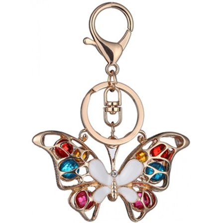 Bling Butterfly Ryggsäck Nyckelring för Bilnyckel, Rose Gold Sparkling Alloy Charm Nyckelring för Flickor