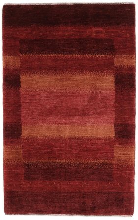 Noué À La Main Loribaft Fine Persan Tapis 79X127 De Laine Rouge Foncé/Noir Petit