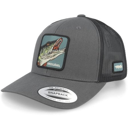 Skillfish - Grå trucker Keps - Grisjävel Patch Charcoal/Black Trucker @ Hatstore